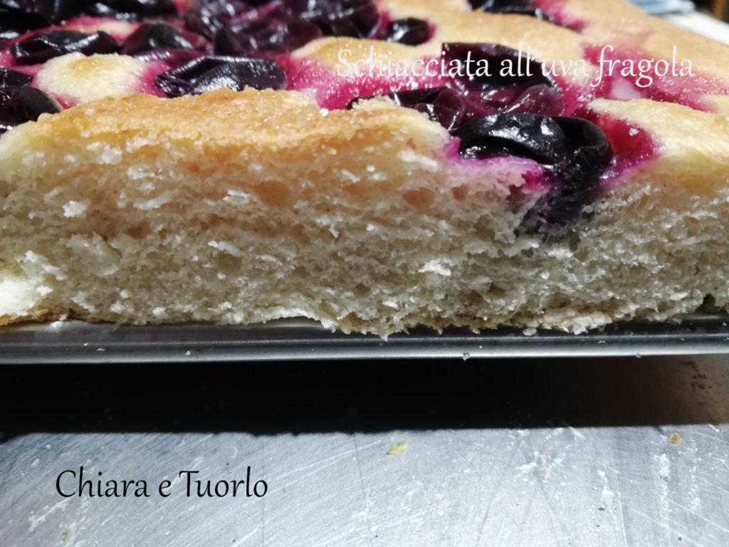 Fetta di schiacciata con uva fragola