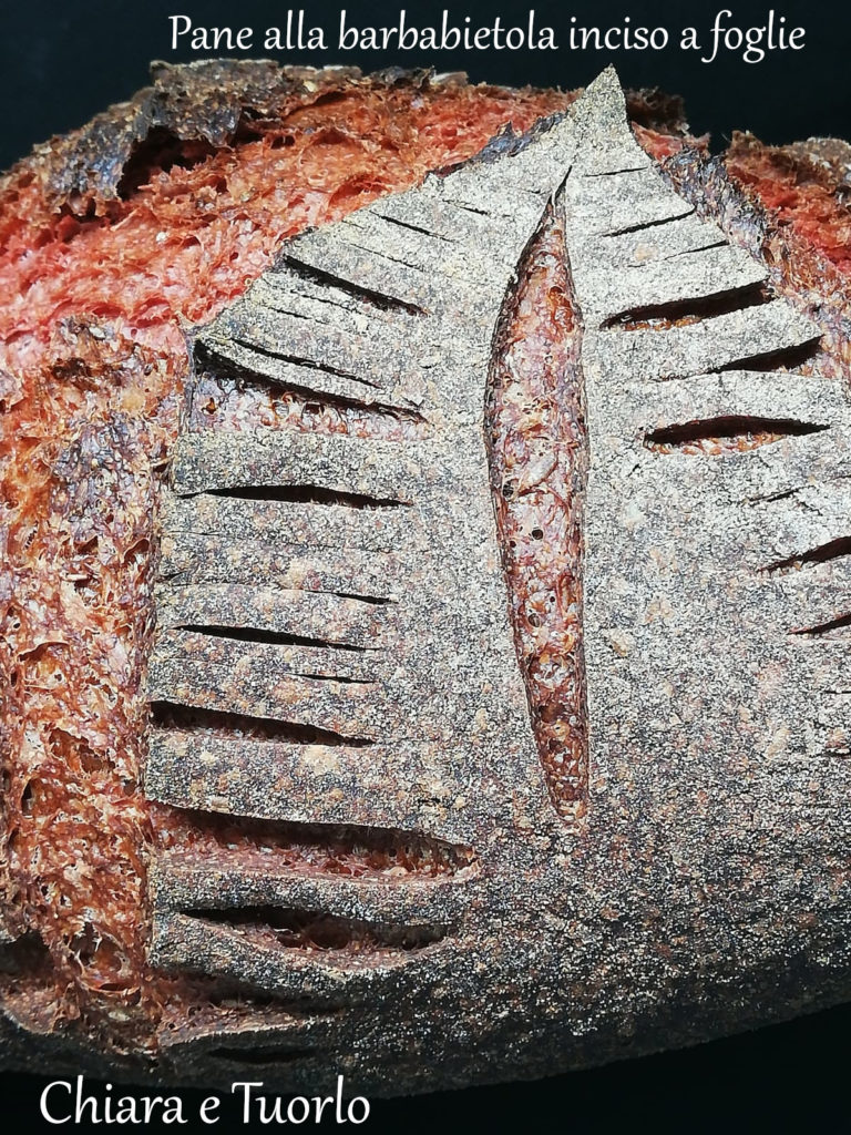Pane alla barbabietola cotto, particolare di una delle foglie